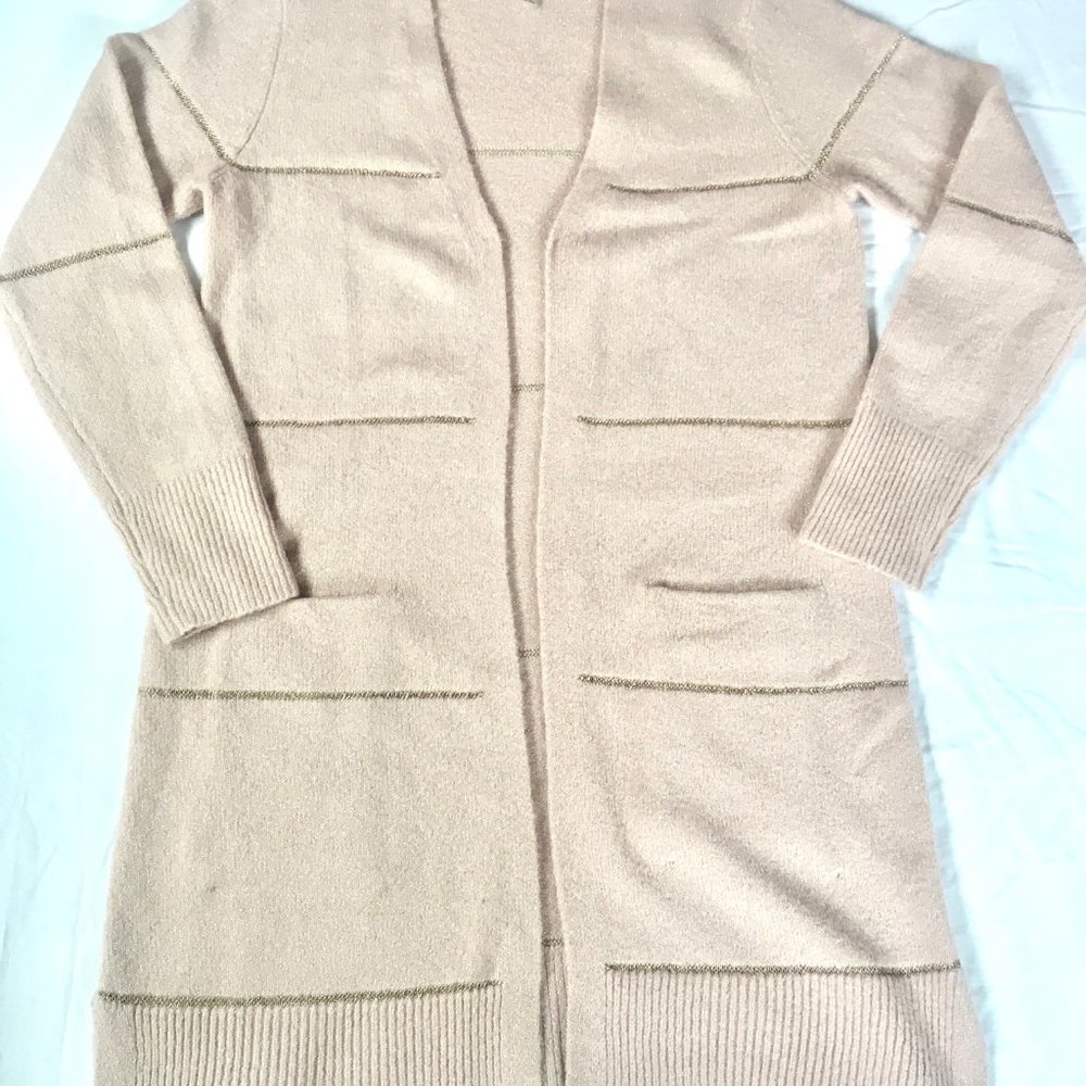 Cupio Midi Sweater Cardigan with Metallic Threads